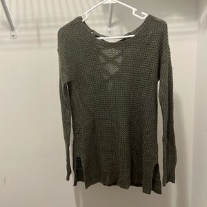 American Eagle olive knit cross-back sweater